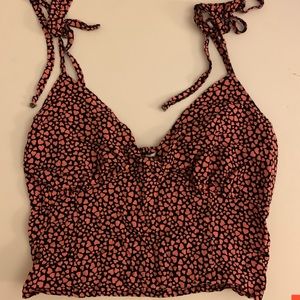 Pink & black crop top.